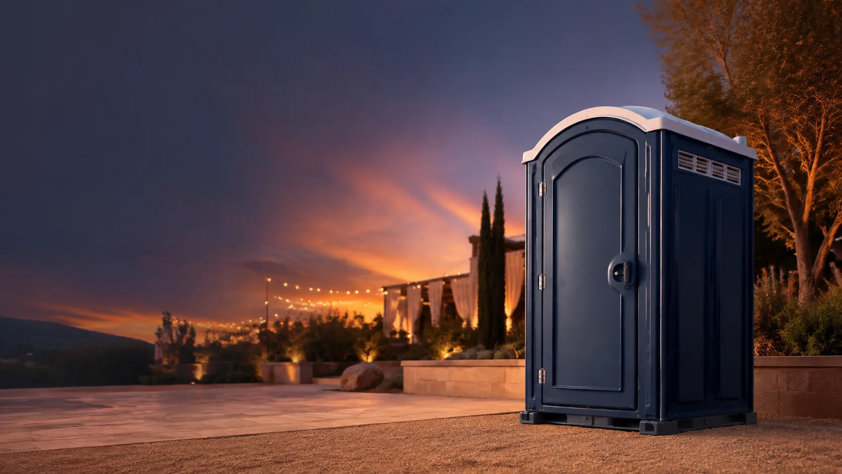 Portable restroom shown for rental planning in Orem, UT